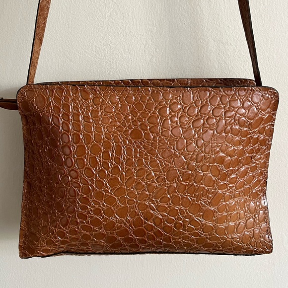 Vintage John Weitz Genuine Leather Alligator Embossed Shoulder Bag - Picture 3 of 5
